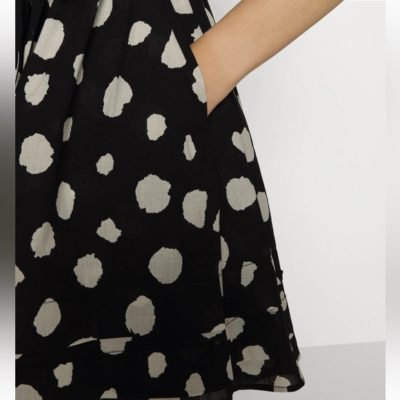 Aligne Anthropologie Glossy mono spot mini 100% organic cotton dress w/pin tucks - Picture 6 of 10